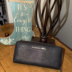 Michael Kors Black Zip-Around Wallet